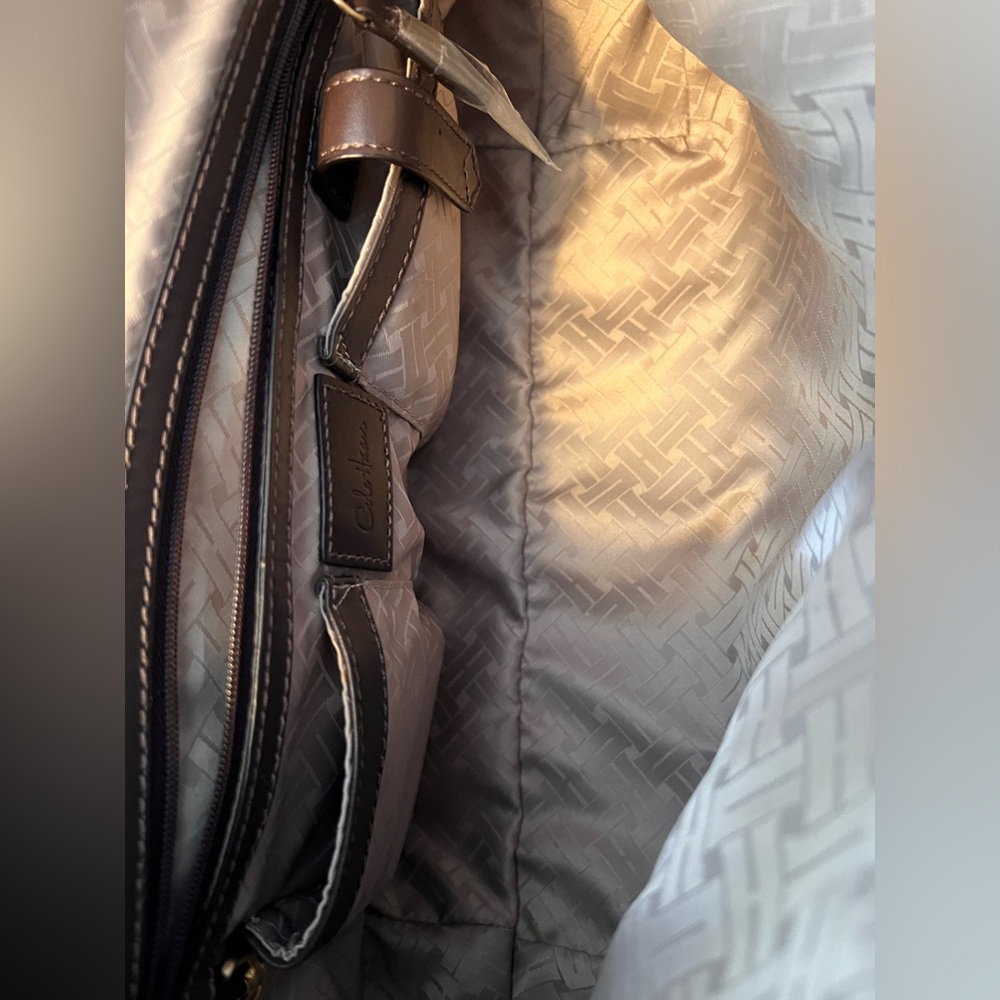 Cole Haan Woven Leather Satchel Handbag in Dark Brown - Picture 5 of 8